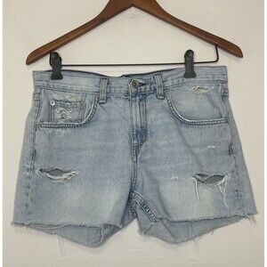 Rag And Bone Womens Size 25 Light Wash Destructed Denim Shorts